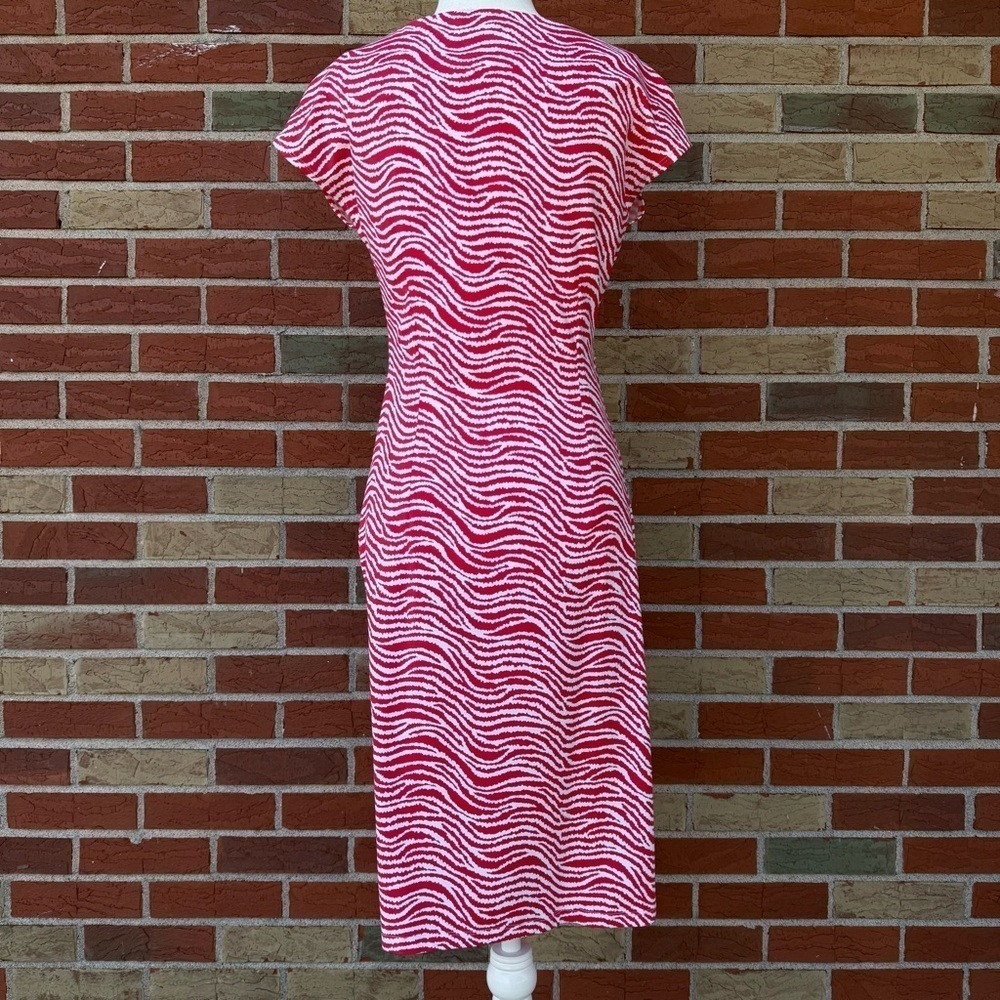 J. Mclaughlin Patterned Ruched Red White Sleevele… - image 6